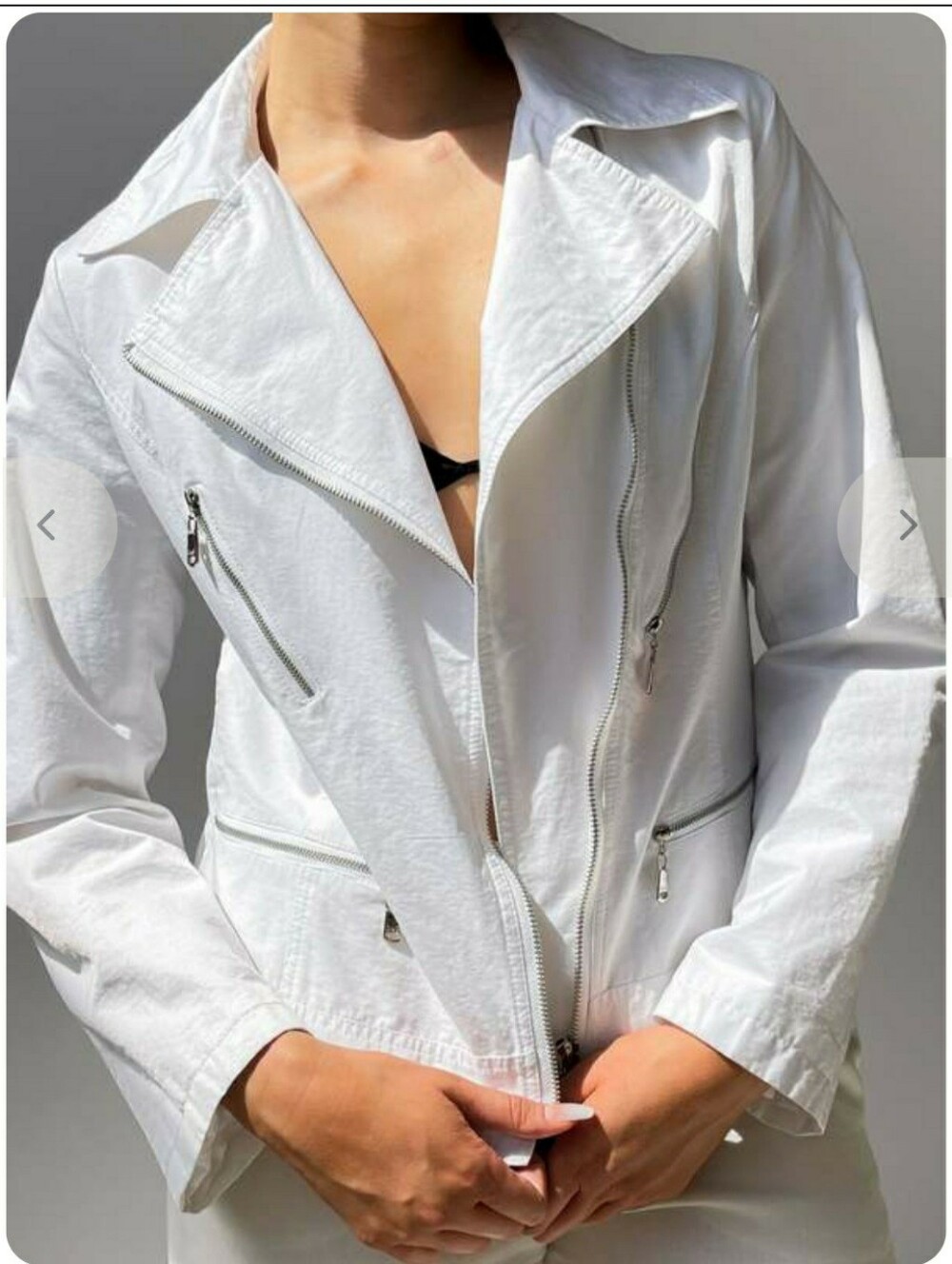 Dolce And Gabanna White Women's Zip-Front Moto Jacket